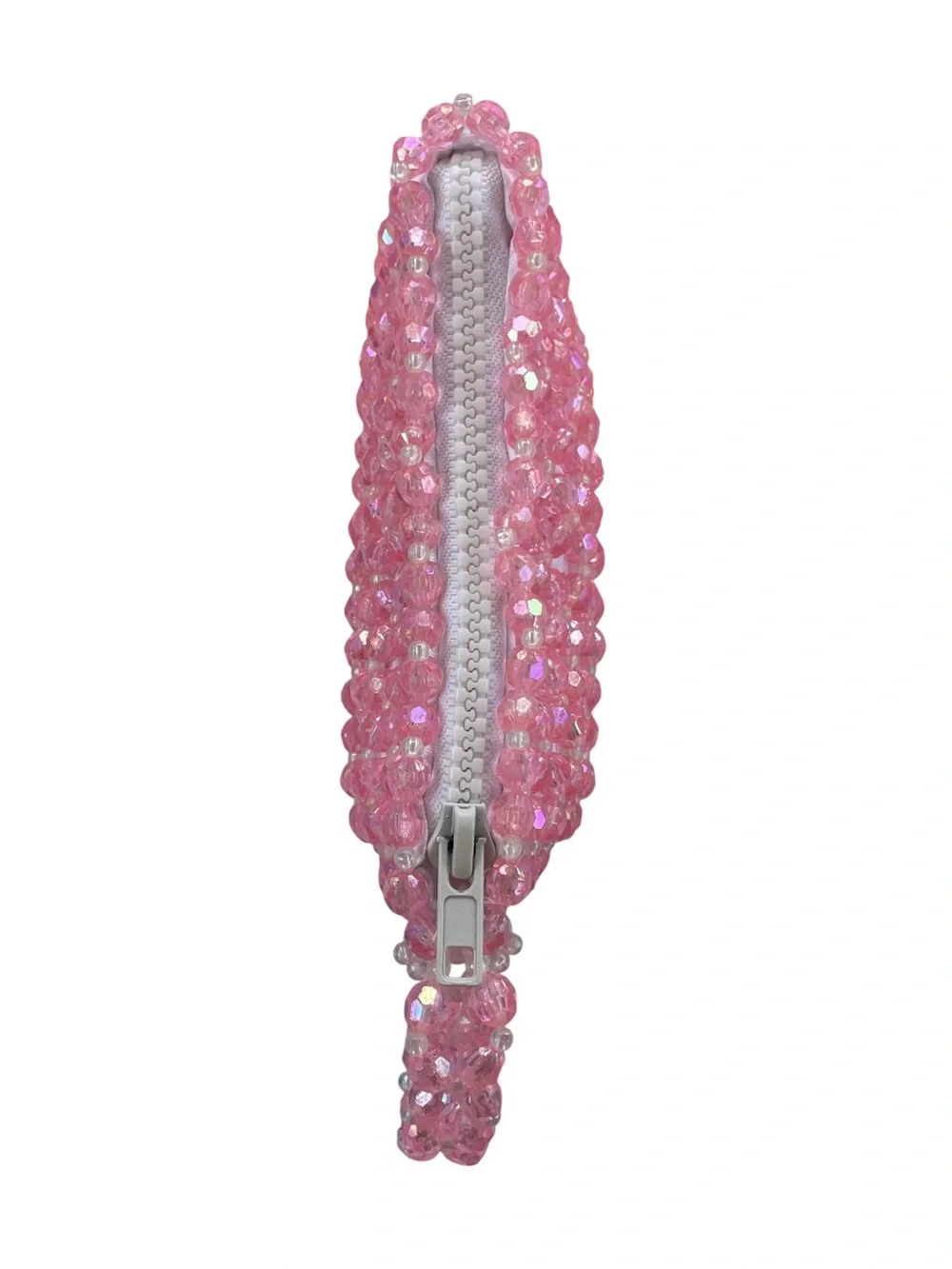 ✨ Gorgeous Handmade Shimmery Pink Crystal Beaded Mini Pouch/ Wristlet ✨
